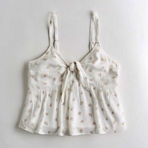 Tie Front Floral Babydoll Tanktop